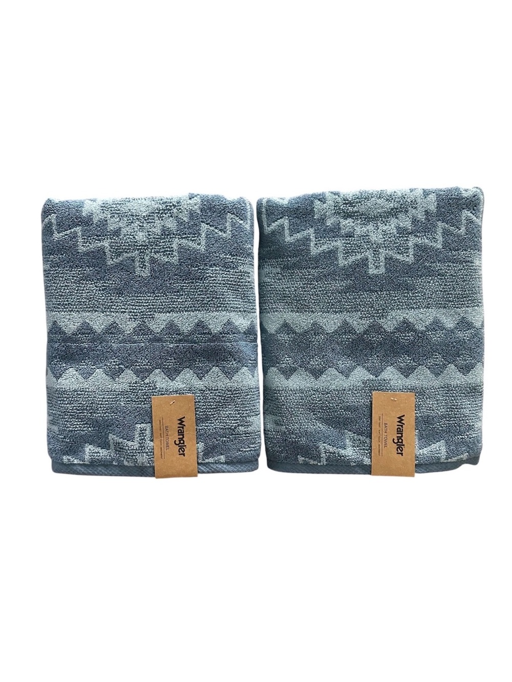 Wrangler Bath Towels Set of 2 Blue Southwestern Aztec NWT